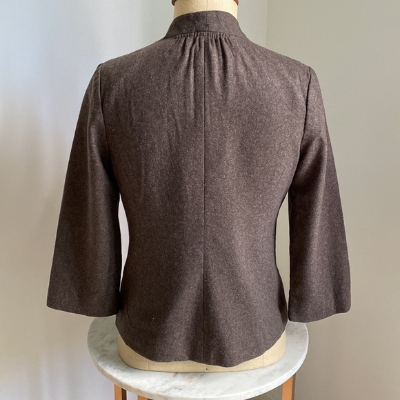 Vintage Tabitha by Anthropologie Shrunken Wool Blend Brown Ruffle Jacket NWT 2 - Picture 3 of 5